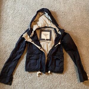 Abercrombie & Fitch Cotton Navy Hooded Vintage Utility Jacket Size XS
